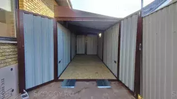 Уличный шкаф + хозблок для мототехники, садовой техники и инвентаря в шоколадном цвете в дер. Кривошеино, Новомосковский адм.окр, МО